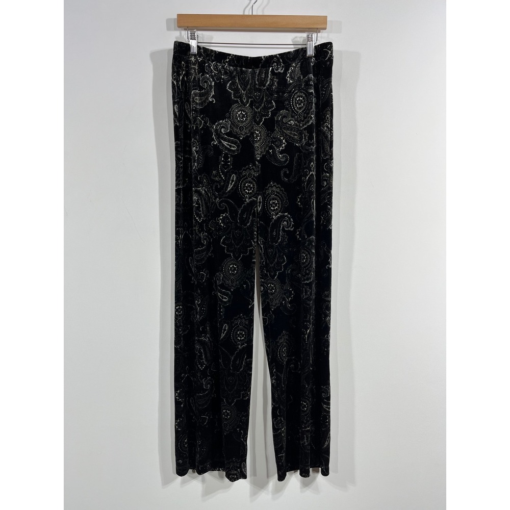 Chicos Fairy Grunge Velvet Paisley Wide Leg Womens 8 Whimsigoth Lagenlook Chic